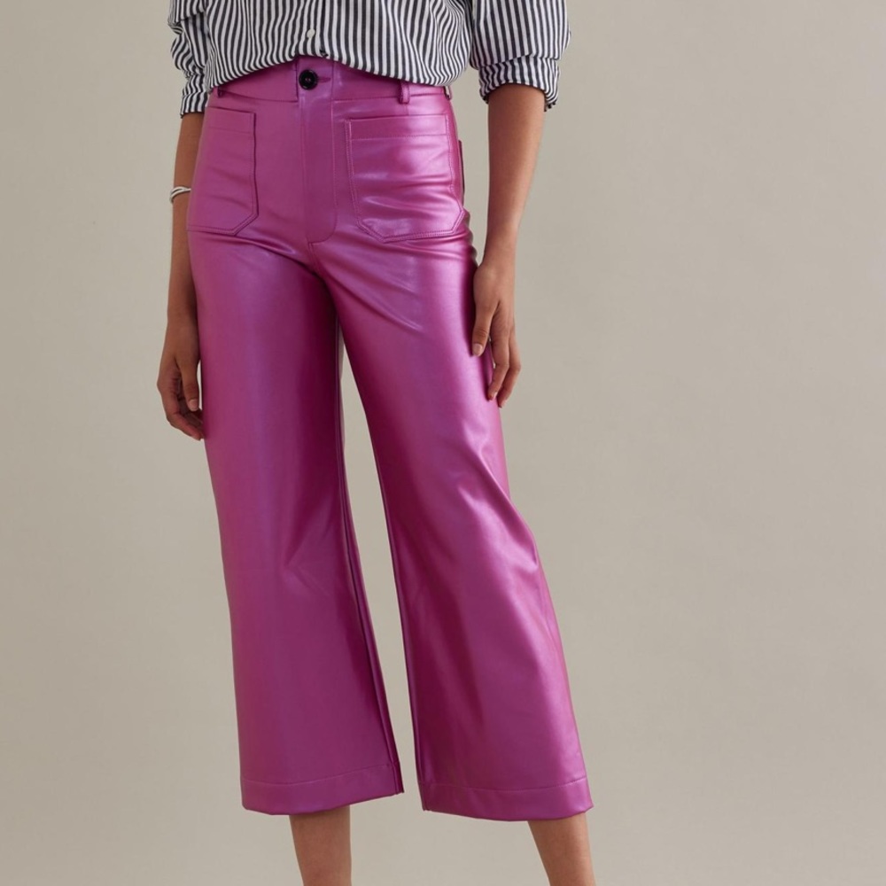 Anthropology Maeve Colette cropped wide leg faux leather pants